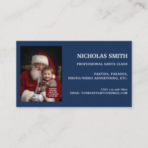 Cartão De Visita Foto de Papai Noel Azul Profissional