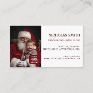 Cartão De Visita Foto de Papai Noel Profissional Moderno