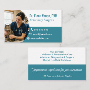 Cartão De Visita Foto de Perfil de Clínica de Cirurgião Veterinário