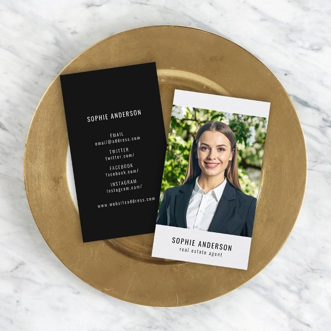 Cartão De Visita Foto de perfil preto e branco da mídia social (Criador carregado)