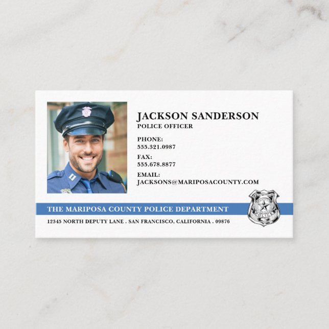 Cartão De Visita Foto de Polícia do Departamento de Polícia (Frente)