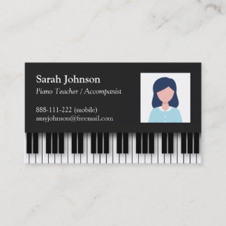 Cartão De Visita Foto de Professor de Piano Profissional Moderno