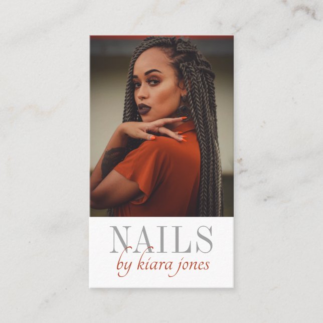 Cartão De Visita Foto de Salão de Nail Moderno (Frente)