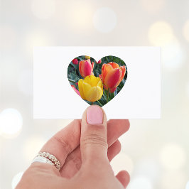 Cartão De Visita Foto de Tulipas Florescendo em Coração