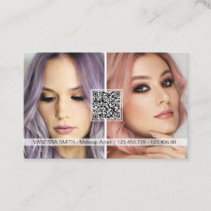 Cartão De Visita Foto do artista de maquiagem moderna do código QR