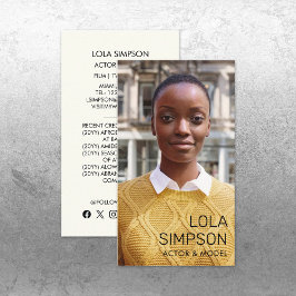 Cartão De Visita Foto do Ator Model Entertainment Professional