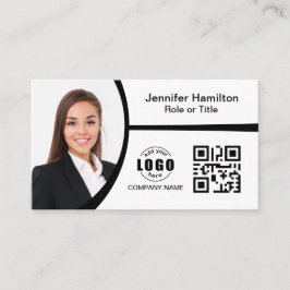 Cartão De Visita Foto do código QR do logotipo preto e branco profi
