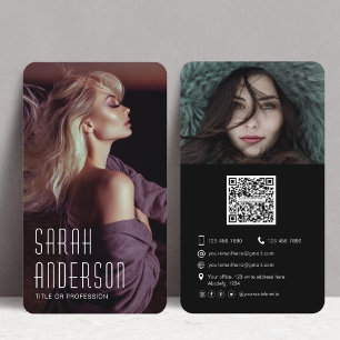 Cartão De Visita Foto do código QR moderno da Tendy