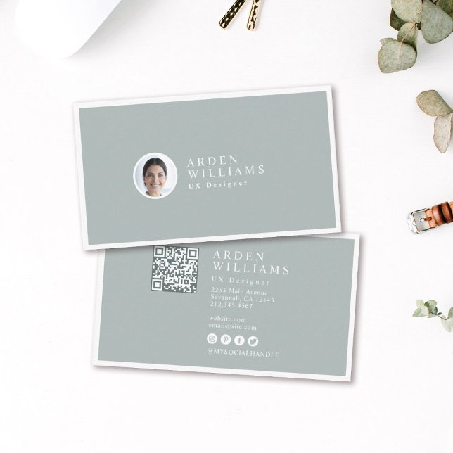 Cartão De Visita Foto do código QR profissional mínimo moderno (Criador carregado)