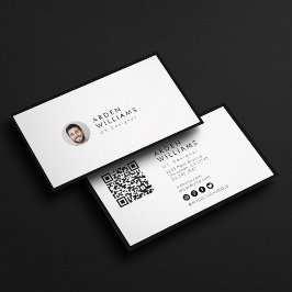 Cartão De Visita Foto do código QR profissional mínimo moderno