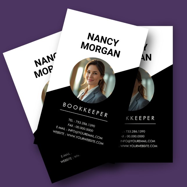 Cartão De Visita Foto do Contabilista do Bookkeeper (Criador carregado)