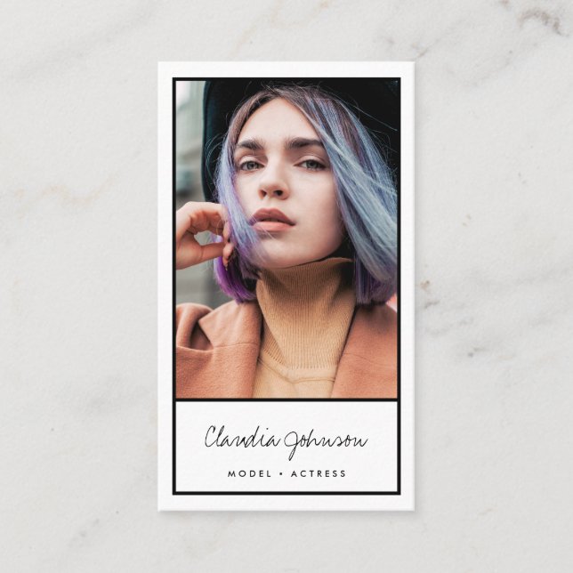 Cartão De Visita Foto do dançarino do modelo de ator branco preto m (Frente)