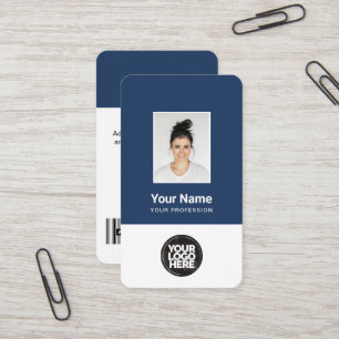 Cartão De Visita Foto do funcionário clássico, código do Bar, logot