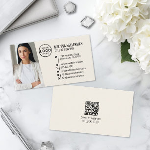 Cartão De Visita Foto do Logotipo do Código QR Profissional