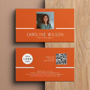 Cartão De Visita Foto do logotipo do CÓDIGO QR profissional moderno
