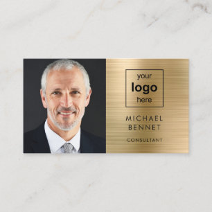 Cartão De Visita Foto do Logotipo Empresarial Moderno a Ouro