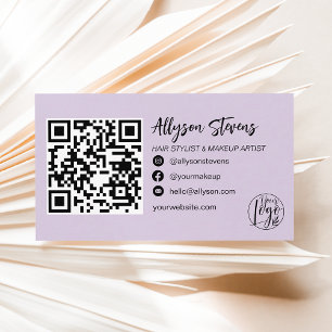 Cartão De Visita foto do logotipo qr da maquiagem do cabelo da lava