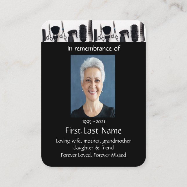 Cartão De Visita Foto do Memorial Prayer Hairdresser Hairdbing (Verso)