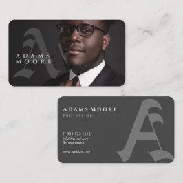 Cartão De Visita Foto do monograma clássico branco e preto elegante