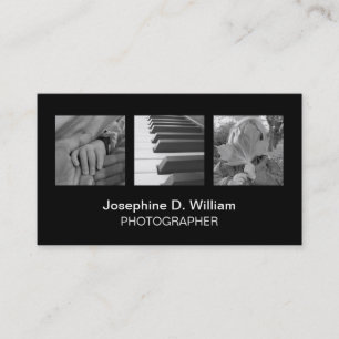 Cartão De Visita Foto do padrão 3 ou chique moderno branco preto d