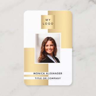 Cartão De Visita Foto do perfil branco ouro logotipo corporativo QR