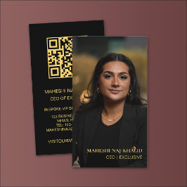 Cartão De Visita Foto Dourada Na moda Preto Exclusivo