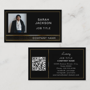 Cartão De Visita Foto Dourada personalizável de luxo profissional p