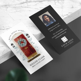 Cartão De Visita Foto e logotipo da camada frontal da cor d'água ve