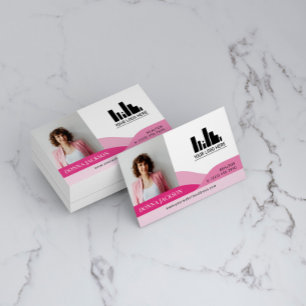 Cartão De Visita Foto e logotipo do Realtor de Logos Rosa