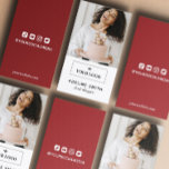 Cartão De Visita Foto e logotipo do Red Blogger Influencer de Mídia<br><div class="desc">Cartão de visita de chic para um blogueiro comida,  criador de receitas,  influenciador e similar com sua foto de perfil e logotipo. Nas costas,  adicione suas contas de mídia social em preto contra um fundo vermelho escuro. Imagem Mockup por xvetor no Freepik</div>