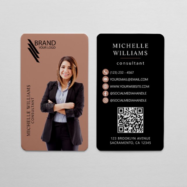 Cartão De Visita Foto E Logotipo Elegante Profissional (Criador carregado)