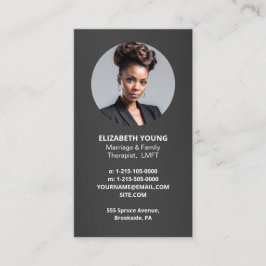 Cartão De Visita Foto e QR do Terapista do casamento e Família