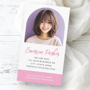 Cartão De Visita Foto em arco, fresca e rosa-tendência ou qualquer 