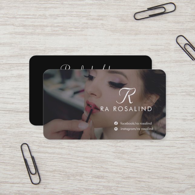 Cartão De Visita Foto em branco e preto profissional (Frente/Verso In Situ)