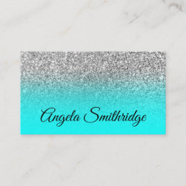 Cartão De Visita Foto em Brilho Prata Aqua Ombre