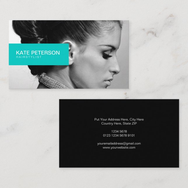 Cartão De Visita Foto em preto e branco personalizada da legança, T (Frente/Verso)