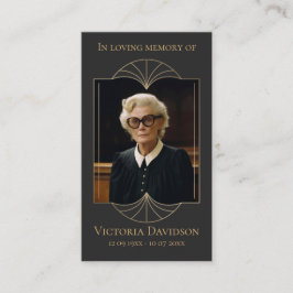 Cartão De Visita Foto Funeral Memorial Oração Ouro Elegante