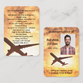 Cartão De Visita Foto Memorial de Oração Piloto Avião Voando  Negóc