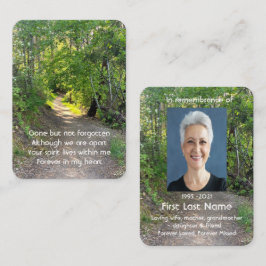 Cartão De Visita Foto Memorial Oração Caminho Trilhos Árvores Flore
