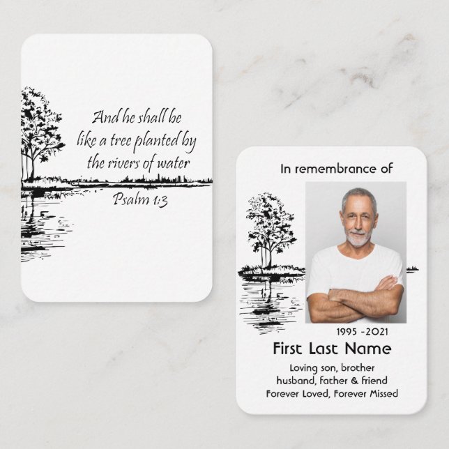 Cartão De Visita Foto Memorial Oração Cristã Salm 1:3 (Frente/Verso)