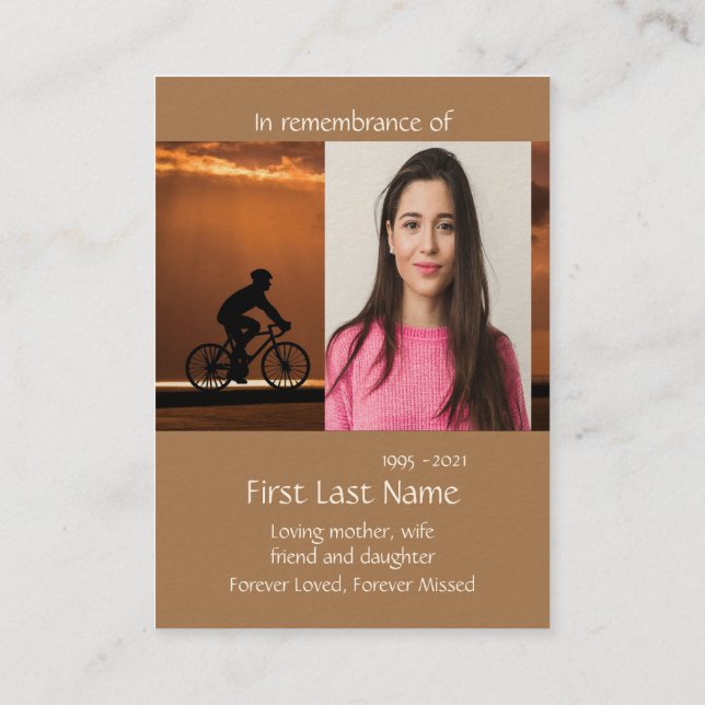 Cartão De Visita Foto Memorial Prayer Biking Cycling Bike Business (Verso)