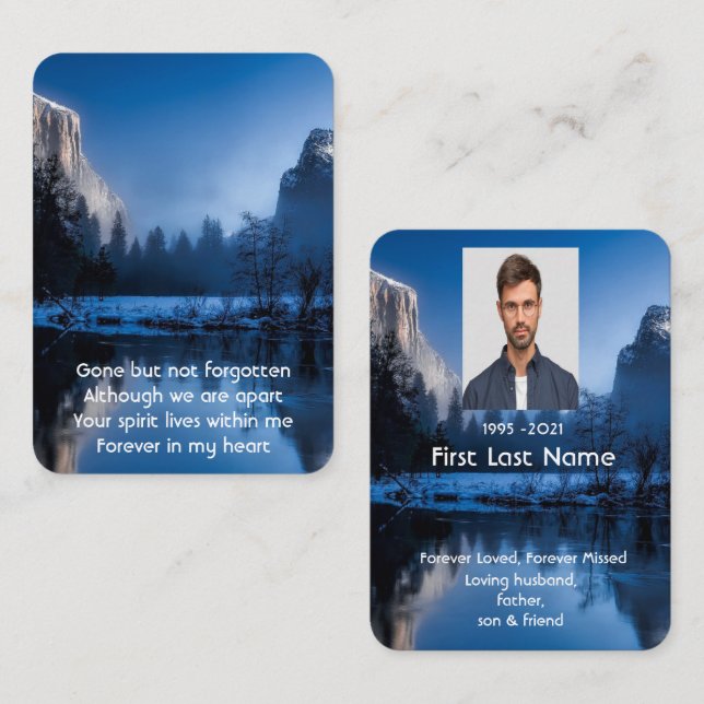 Cartão De Visita Foto Memorial Prayer Mountain Lake Winter Snow (Frente/Verso)