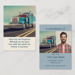 Cartão De Visita Foto Memorial Prayer Semi Transport Truck Personal