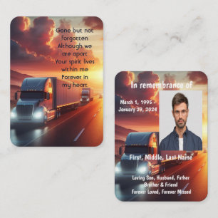 Cartão De Visita Foto Memorial Prayer Semi-Truck Trator-trailer
