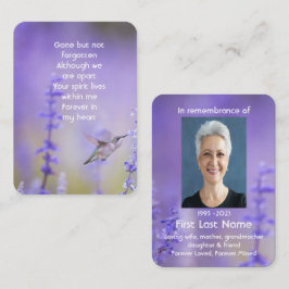 Cartão De Visita Foto Memorial Reza Lavanda Jardim Hummingbird