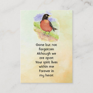 Cartão De Visita Foto Memorial Watercolor Robin Garden Bird