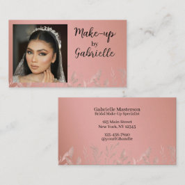 Cartão De Visita Foto Moderna Boho Botânica Roscado Blush
