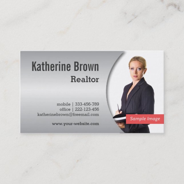 Cartão De Visita Foto moderna, chique, metálica do efeito do (Frente)