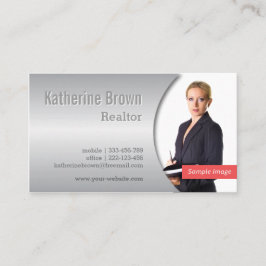 Cartão De Visita Foto moderna, chique, metálica do efeito do