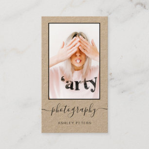 Cartão De Visita Foto moderna do roteiro de Kraft do preto da